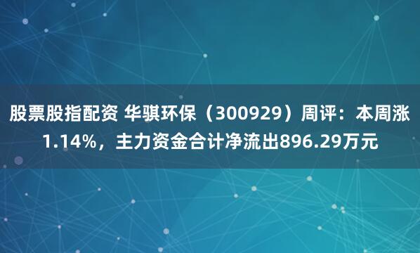 股票股指配资 华骐环保（300929）周评：本周涨1.14%，主力资金合计净流出896.29万元
